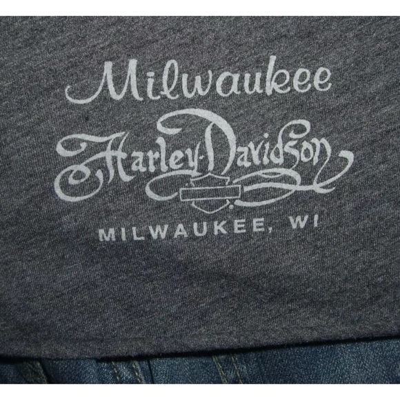 Almost Vintage Harley-Davidson Shirt Butterfly Rhinestone y2k Baby Tee Gray 2007 - Picture 8 of 12